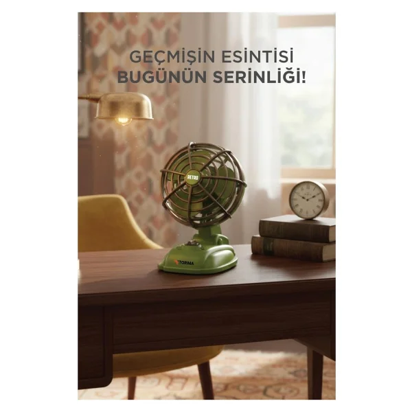 Torima F-50 Retro Şarjlı Masaüstü Vantilatör - Görsel 3