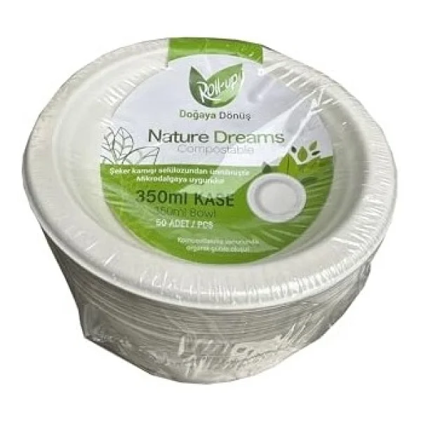Roll-up Nature Ekolojik Karton Kağıt Tek Kullanımlık Çorba Kasesi - 400 Cc - 50 Adetlik 10 Paket - Görsel 2