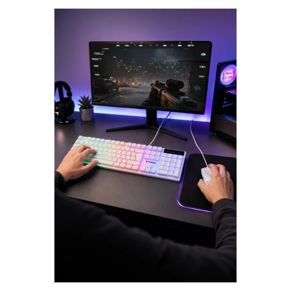 Torima TMK-03 Beyaz RGB Kablolu Oyuncu Klavye Mouse Seti - Görsel 2