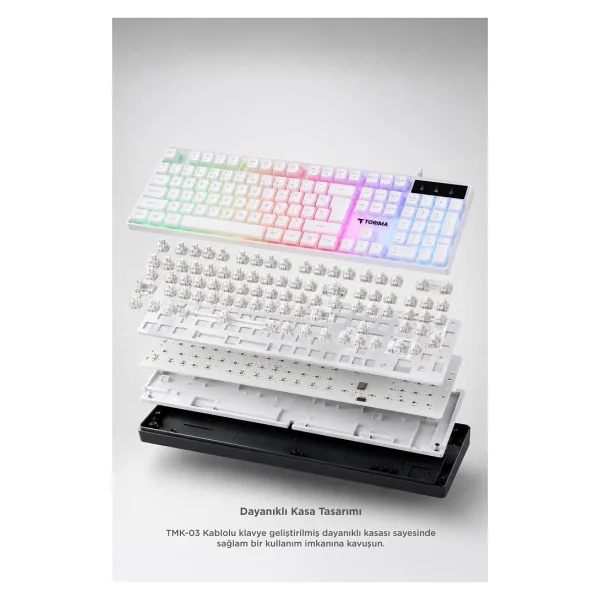 Torima TMK-03 Beyaz RGB Kablolu Oyuncu Klavye Mouse Seti - Görsel 3