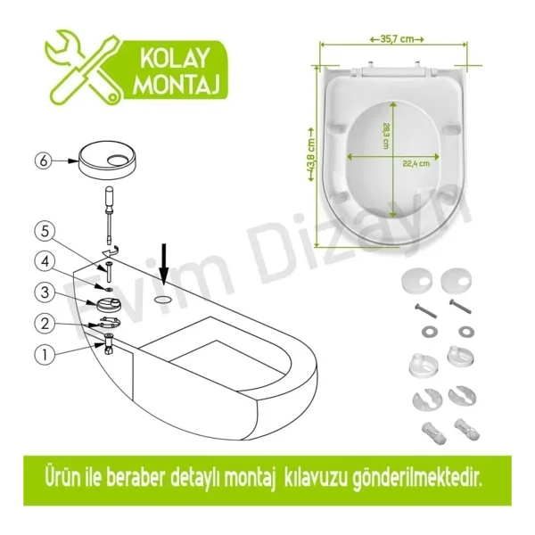 Aqua Bagno Diomand Yavaş Kapanan Klozet Kapağı - Görsel 8
