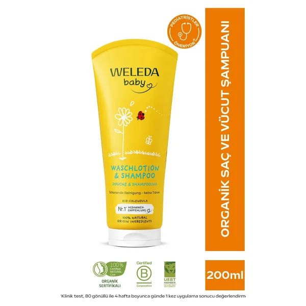 Weleda 200 ml Saç ve Vücut Şampuanı Calendula Göz Yakmayan Formül ile Dermatolojik Test Edilmiş - Görsel 9