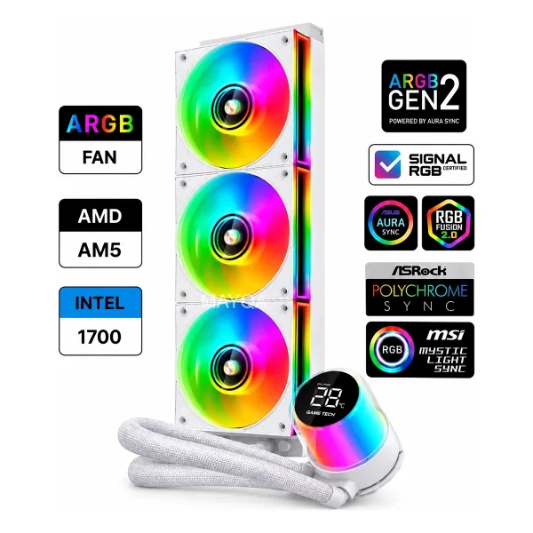 Gametech Hydra AHD360MM ARGB 360 mm Beyaz İşlemci Sıvı Soğutucu - Görsel 4