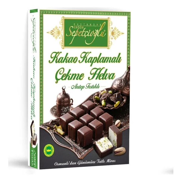 Erdem Sepetçioğlu Çikolata Kaplı Antep Fıstıklı Çekme Helva 320G - Görsel 3