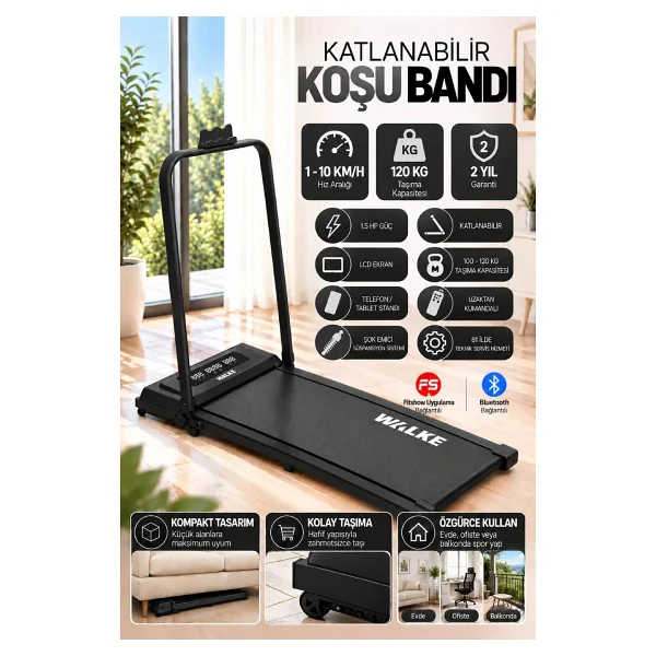 Walke W-Fit Uzaktan Kumandalı Katlanabilir Koşu Bandı - Görsel 9