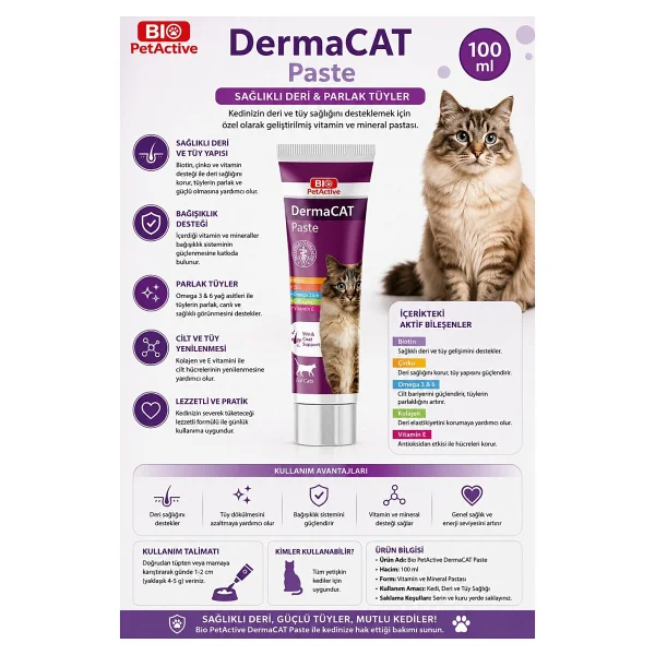 Bio PetActive DermaCat 100 ml Kedi Macunu - Görsel 2
