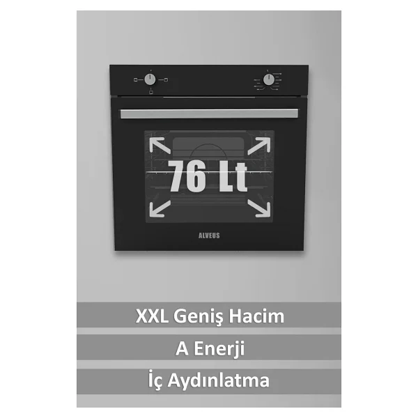 Alveus MFA 604 M BL Siyah Ankastre Fırın - Görsel 5