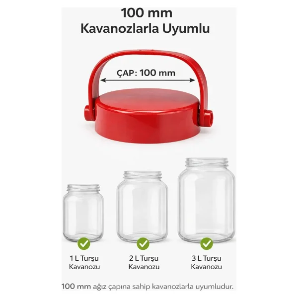 Binbirreyon 5 Adet Plastik Katlanır Saplı Kapak Kavanoz Kapağı Bidon Kapağı 100mm RA661 - Görsel 3