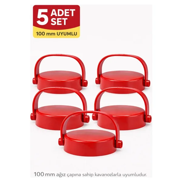 Binbirreyon 5 Adet Plastik Katlanır Saplı Kapak Kavanoz Kapağı Bidon Kapağı 100mm RA661 - Görsel 4