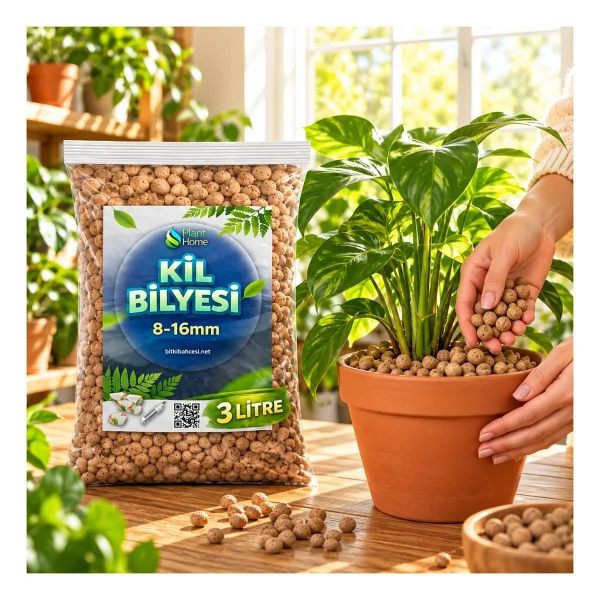 Plant Home Power Mix Bitki Bakımı İçin Doğal Kil Bilyesi (Hidroton) - Topraksız Tarım Kil Bilyesi - 3 Litre - Görsel 2