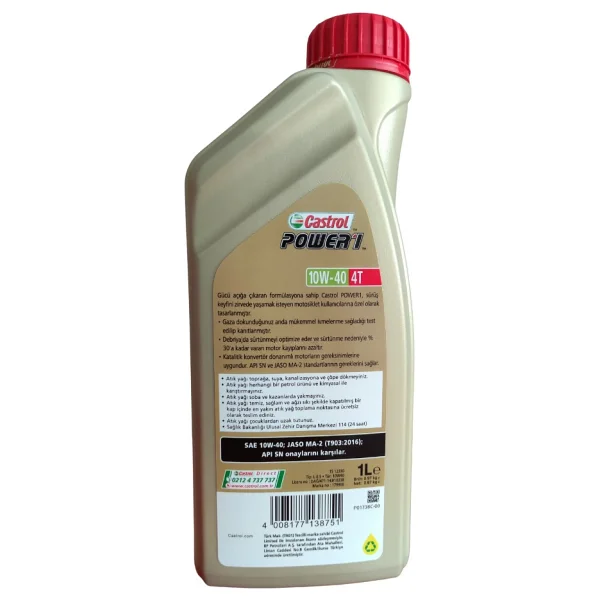 Castrol 10w40 4t Power 1 Motosiklet Yağı Yüksek Performanslı 4 Zamanlı Motorlar İçin Özel Formül - Görsel 2
