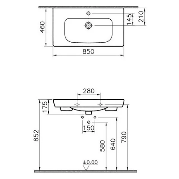 Vitra S20 5523b003-0001 85 Cm Etajerli Lavabo - Görsel 2