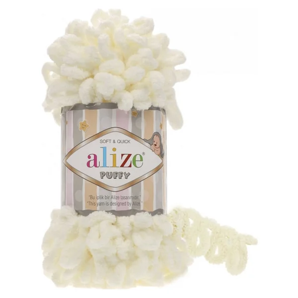 Alize Puffy Fine 100 Gr 5'li Örgü İpi 310 Bal Köpüğü - Görsel 5