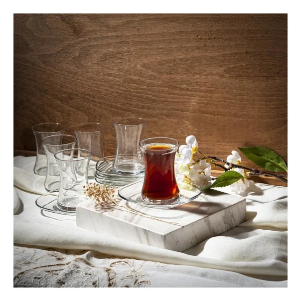 Lav Nez Çay Seti Takımı- Çay Bardağı - Çay Tabağı Seti 12 Parça - Görsel 2