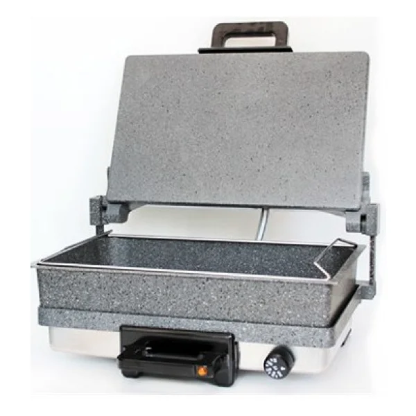 Bimeks Turbomeks Bazlama Lahmacun Grill Makinesi Gri Alüminyum Döküm Granit Jumbo Tava 400x250 mm - Görsel 5