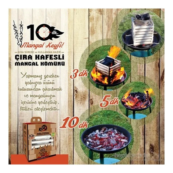 Kor Çıra Kafesli Mangal Kömürü 2 Kg - Görsel 3