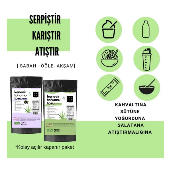 Vegovego Kenevir Kendir Tohumu Tozu - Trend Paket - 2'li Paket - Görsel 8