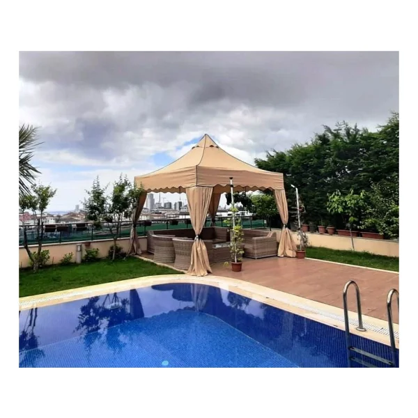 Progarden Bahçe Çadırı Portatif Gölgelik Çardak Katlanır Kameriye Tente Gazebo - 3 X 3 M - Haki - Görsel 2