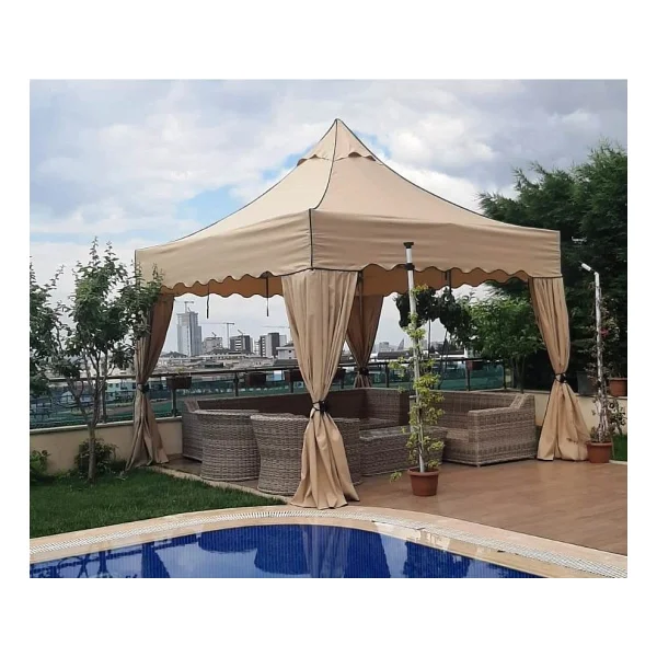 Progarden Bahçe Çadırı Portatif Gölgelik Çardak Katlanır Kameriye Tente Gazebo - 3 X 3 M - Haki - Görsel 6