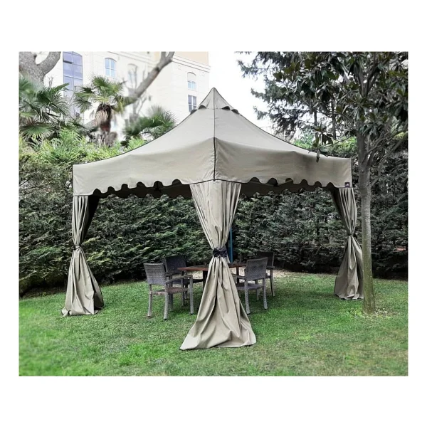 Progarden Bahçe Çadırı Portatif Gölgelik Çardak Katlanır Kameriye Tente Gazebo - 3 X 3 M - Haki - Görsel 3