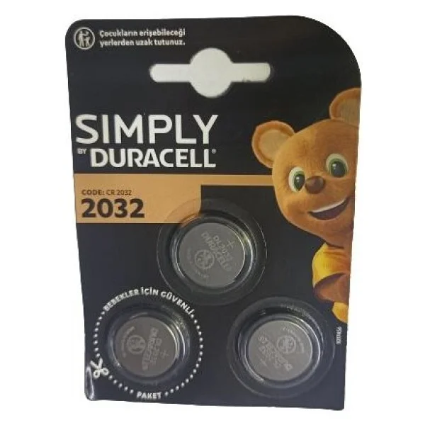 Duracell CR2032 3V 3'lü Lityum Düğme Pil