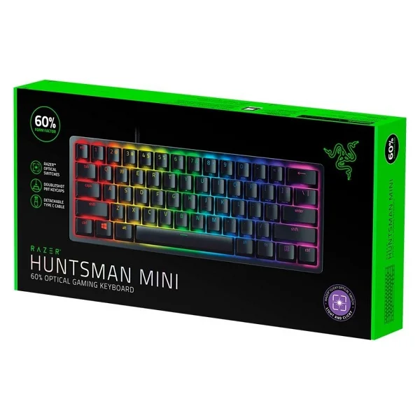 Razer Huntsman Mini Us Layout RGB %60 Tkl Purple Switch Kablolu Mekanik Oyuncu Klavyesi - Görsel 3