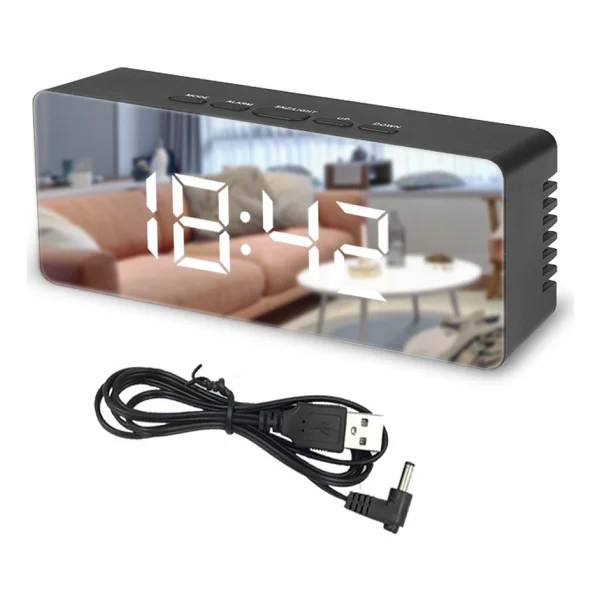 Gplus W561 Dijital LED Termometreli Aynalı Alarmlı Masa Saati - Görsel 2