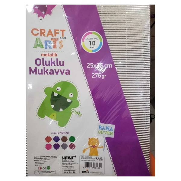 Craft And Arts Oluklu Mukavva Metalık 25x35 10'lu 276gram - Görsel 2