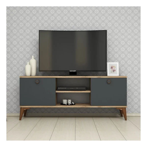 Ferniso Mobilya 120 Cm Modern Tasarımlı TV Ünitesi Açık Gri Suntalam Malzemeden Üretilmiştir - Görsel 5