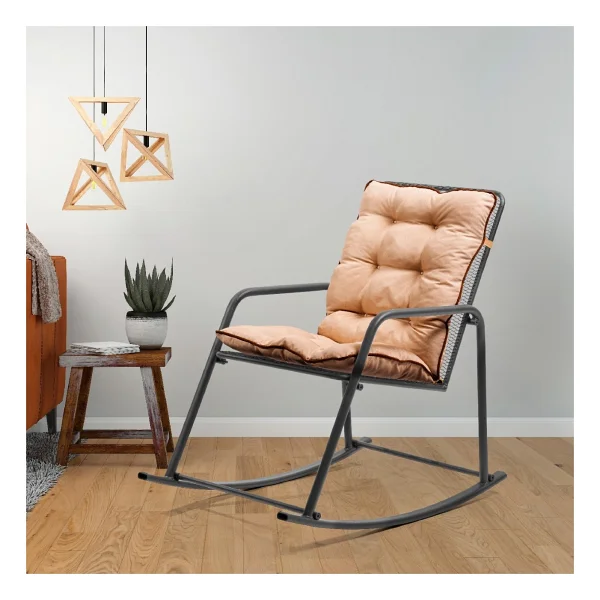 Retodesign Metal Minderli Sallanan Sandalye / Bebek Emzirme Koltuğu / Baba Koltuğu 1085 - Görsel 5