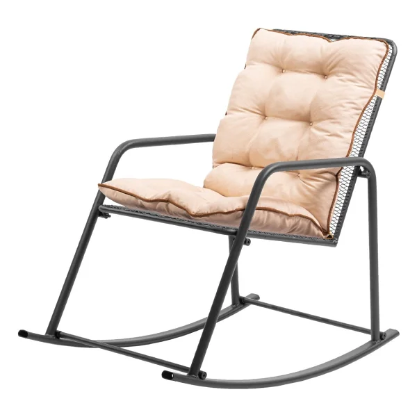 Retodesign Metal Minderli Sallanan Sandalye / Bebek Emzirme Koltuğu / Baba Koltuğu 1085 - Görsel 3