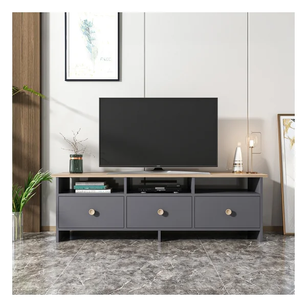 Bmdekor TV Sehpası Ozan Antrasit Meşe 150 Cm - Görsel 5