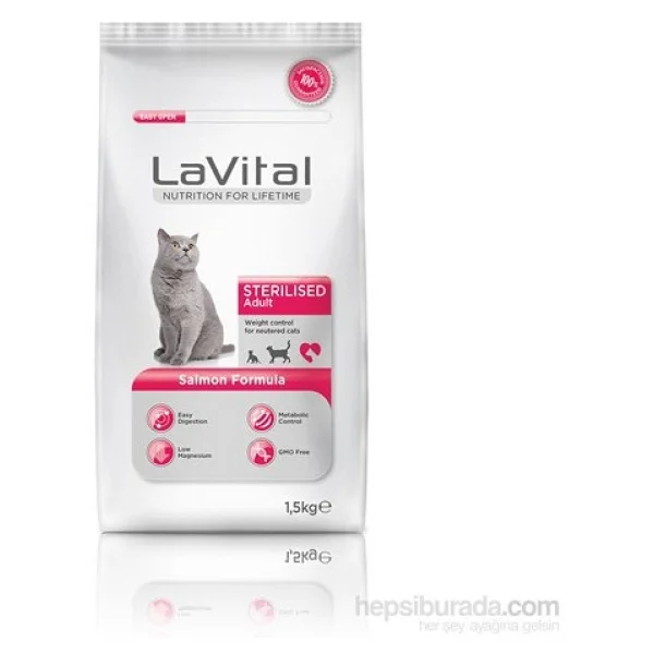 Lavital Somonlu 1.5 Kg Kısırlaştırılmış Yetişkin Kedi Maması - Görsel 8