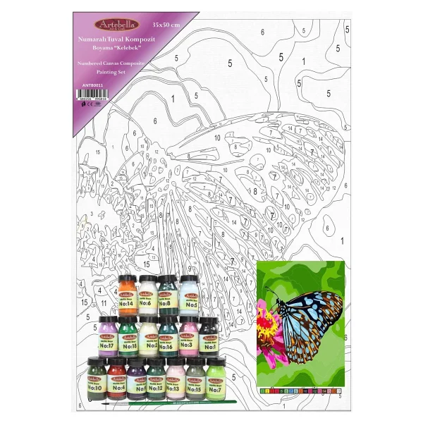 Artebella Numaralı Tuval Kompozit Boyama Antb0011 Kelebek 35x50 Cm Antb0011 - Görsel 5