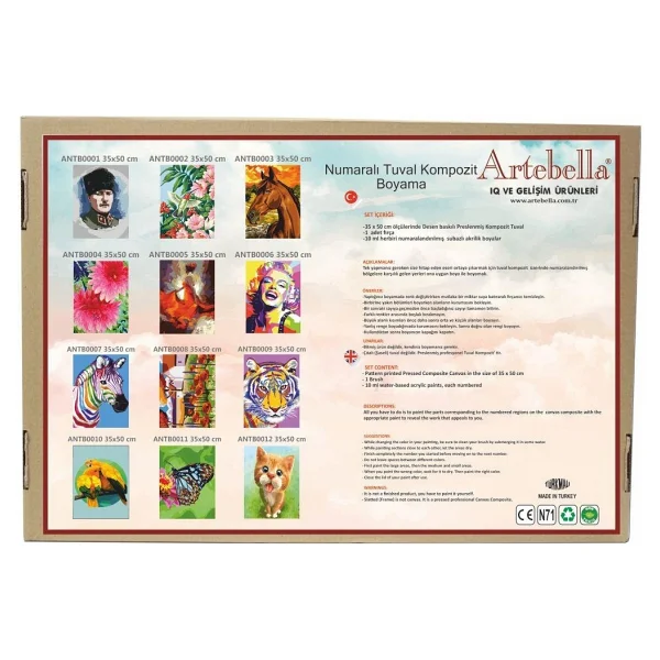 Artebella Numaralı Tuval Kompozit Boyama Antb0010 "Papağan" 35x50 - Görsel 3
