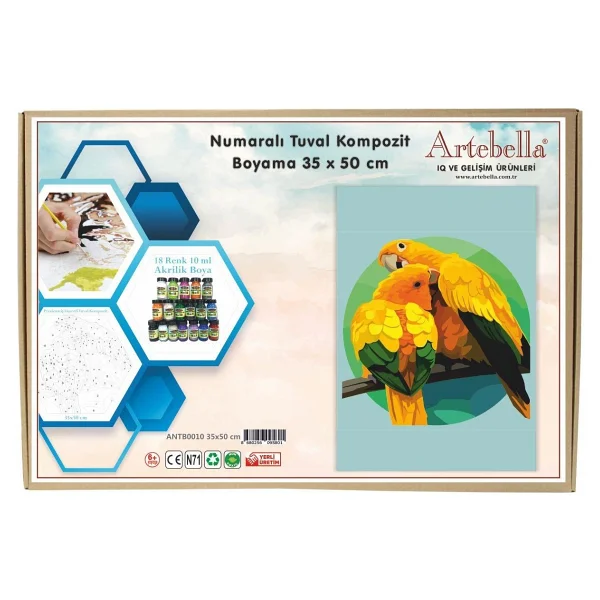 Artebella Numaralı Tuval Kompozit Boyama Antb0010 "Papağan" 35x50 - Görsel 4