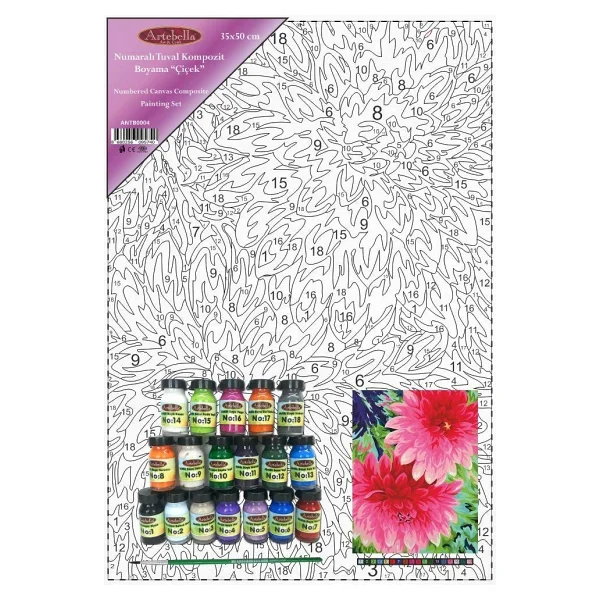Artebella Numaralı Tuval Kompozit Boyama Antb0004 "Çiçek" 35x50 Cm - Görsel 2