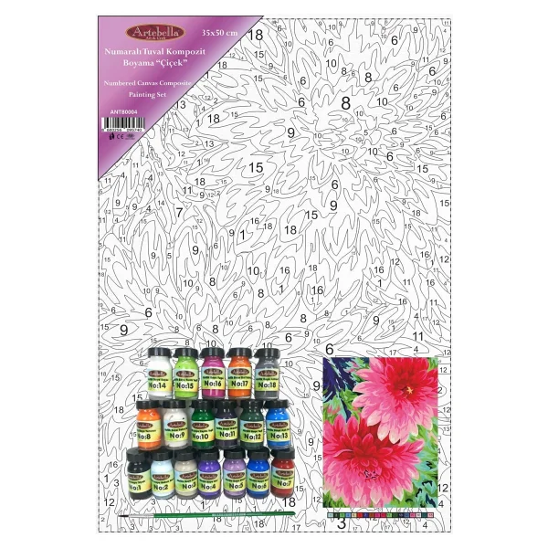 Artebella Numaralı Tuval Kompozit Boyama Antb0004 "Çiçek" 35x50 Cm - Görsel 5