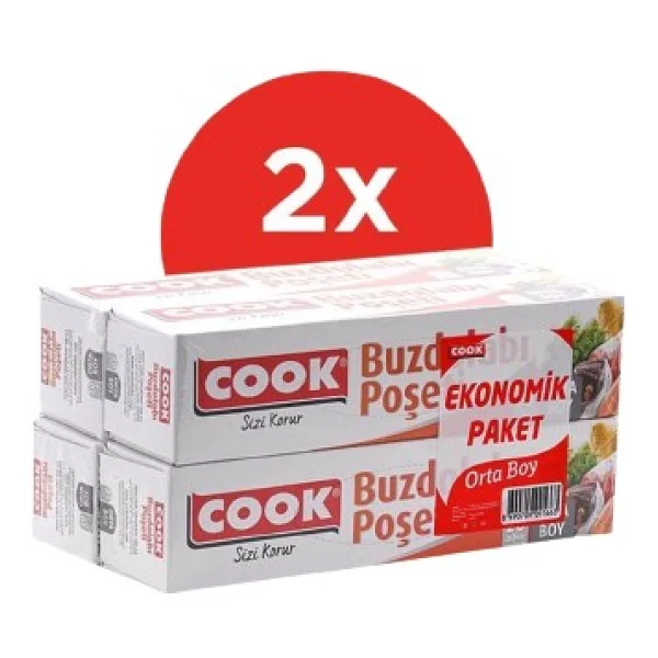 Cook Buzdolabı Poşeti Orta Boy 24 x 38 cm 2'li Paket 160'LI - Görsel 2
