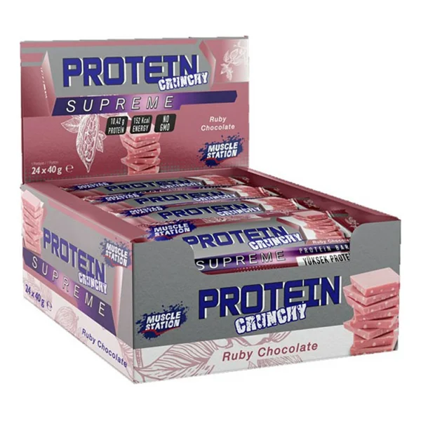 Muscle Station Supreme Crunchy Ruby Çikolata 40 Gr 24'lü Protein Bar - Görsel 2