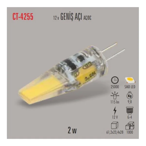 Cata Ct-4255 Beyaz Işık 3 W G4 Kapsül LED Ampul - Görsel 2