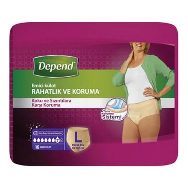 Depend Emici Külot Kadın Büyük Boy L 16'lı Hasta Bezi - Görsel 2