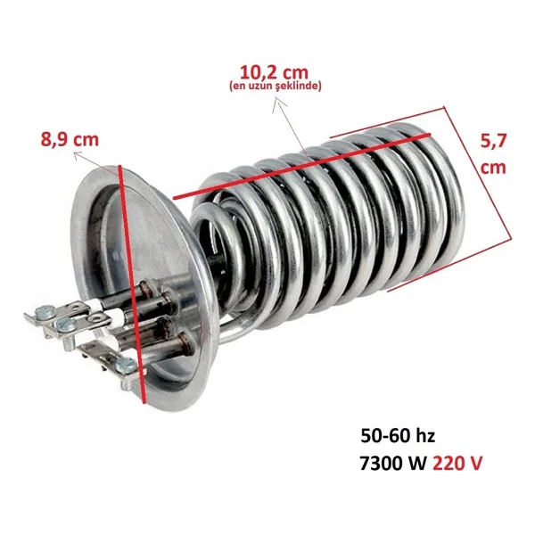 Safir Elektrikli Şofben Rezistansı 7300 W 220 V Ölçüye Göre Sipariş Veriniz - Görsel 2