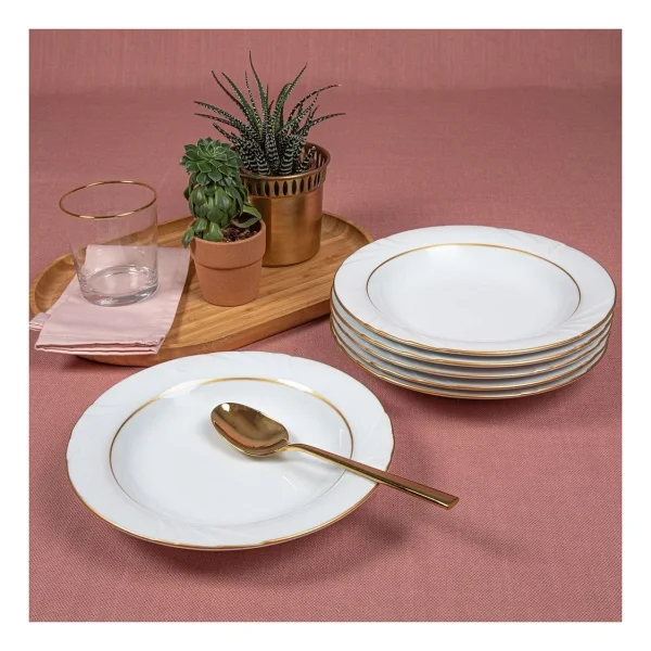 Güral Porselen Soprano Yaldızlı 6'lı 19 Cm Yemek Tabağı - Görsel 4