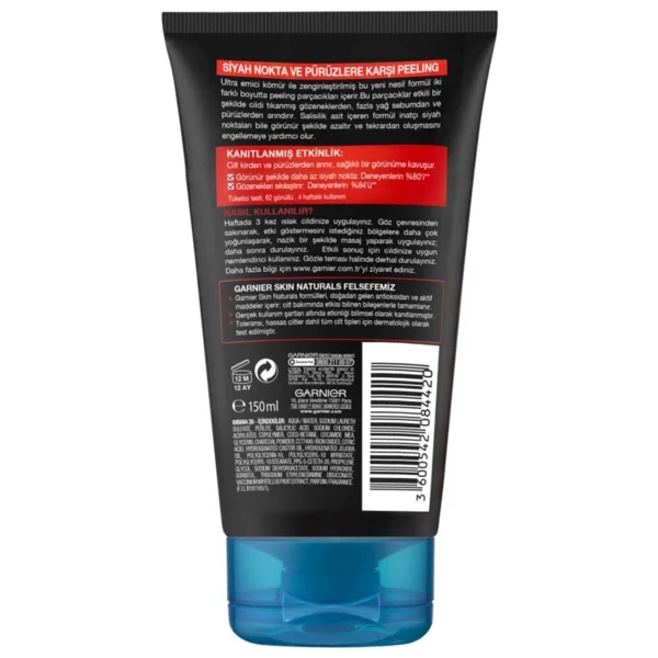 Garnier Saf & Kömürlü Siyah Nokta Karşıtı Peeling Kömür+Salisilik Asit 150ML - Görsel 2