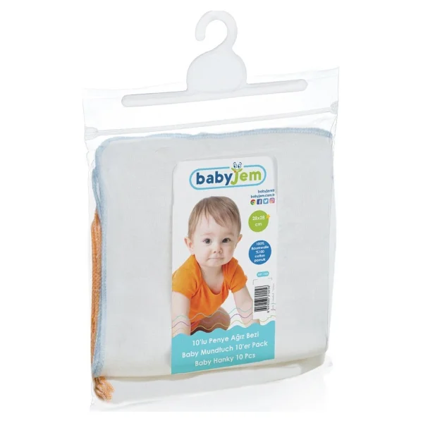 Babyjem Ağız Bezi 10'lu Pamuklu Beyaz 28x28 Cm Yerli Üretim Bebeğiniz İçin Rahat Kullanım - Görsel 9