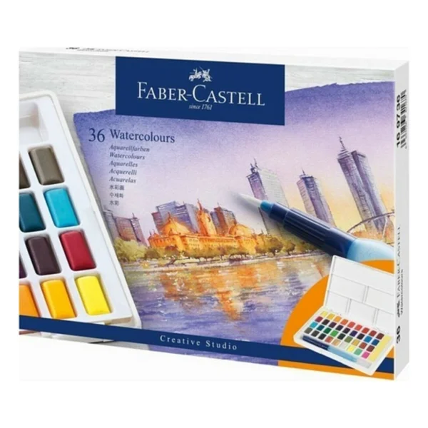Faber-Castell Faber Castell Creative Watercolor Tablet Sulu Boya Seti 36 Renk Su Hazneli Fırça - Renkli - Görsel 2
