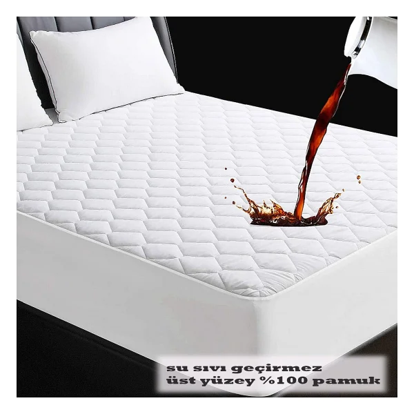 Formeya Kapitone Fitted Full Kenar Su Sıvı Geçirmez %100 Pamuk Yatak Koruyucu Alez Tek Çift Battal (16 Ebat) - 90 X 200 Cm - Beyaz - Görsel 9