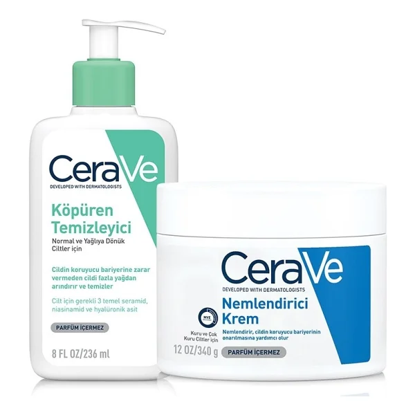 Cerave Nemlendiren Temizleyici 236 Ml + Nemlendirici Krem Kavanoz 340 Gr Cilt Bakım Seti - Görsel 2