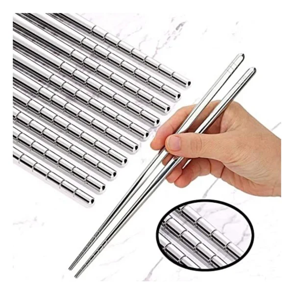 Köstebek Metal Paslanmaz Çelik Chopstick Çin Çubuğu - Gri - Görsel 2